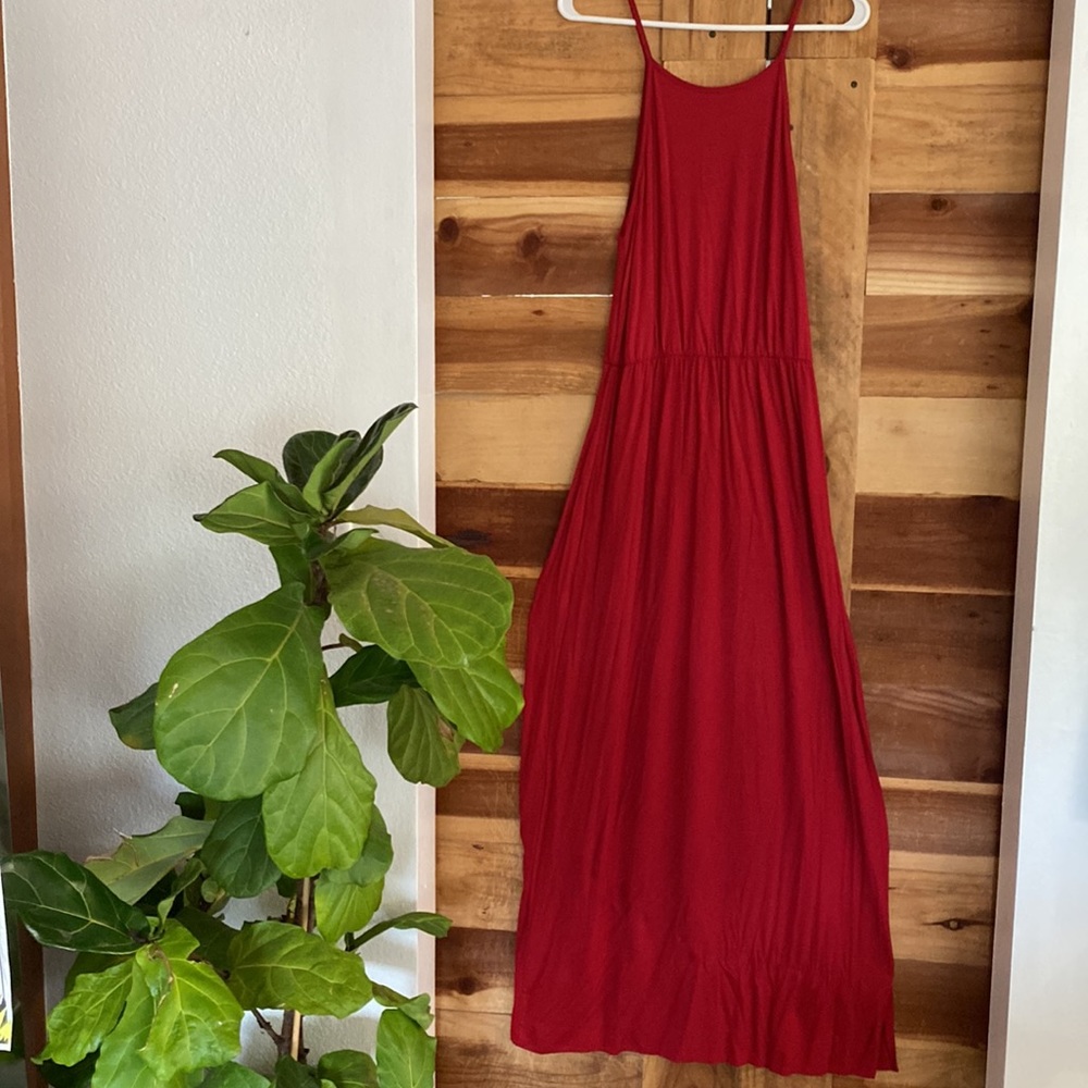 RED jersey-knit Maxi dress